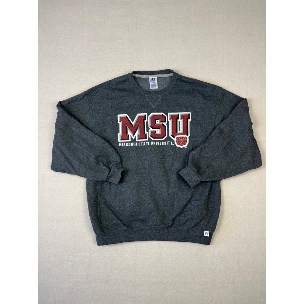 Vintage Missouri State University Bears Sweatshirt Mens L Gray MSU Crew Neck‎